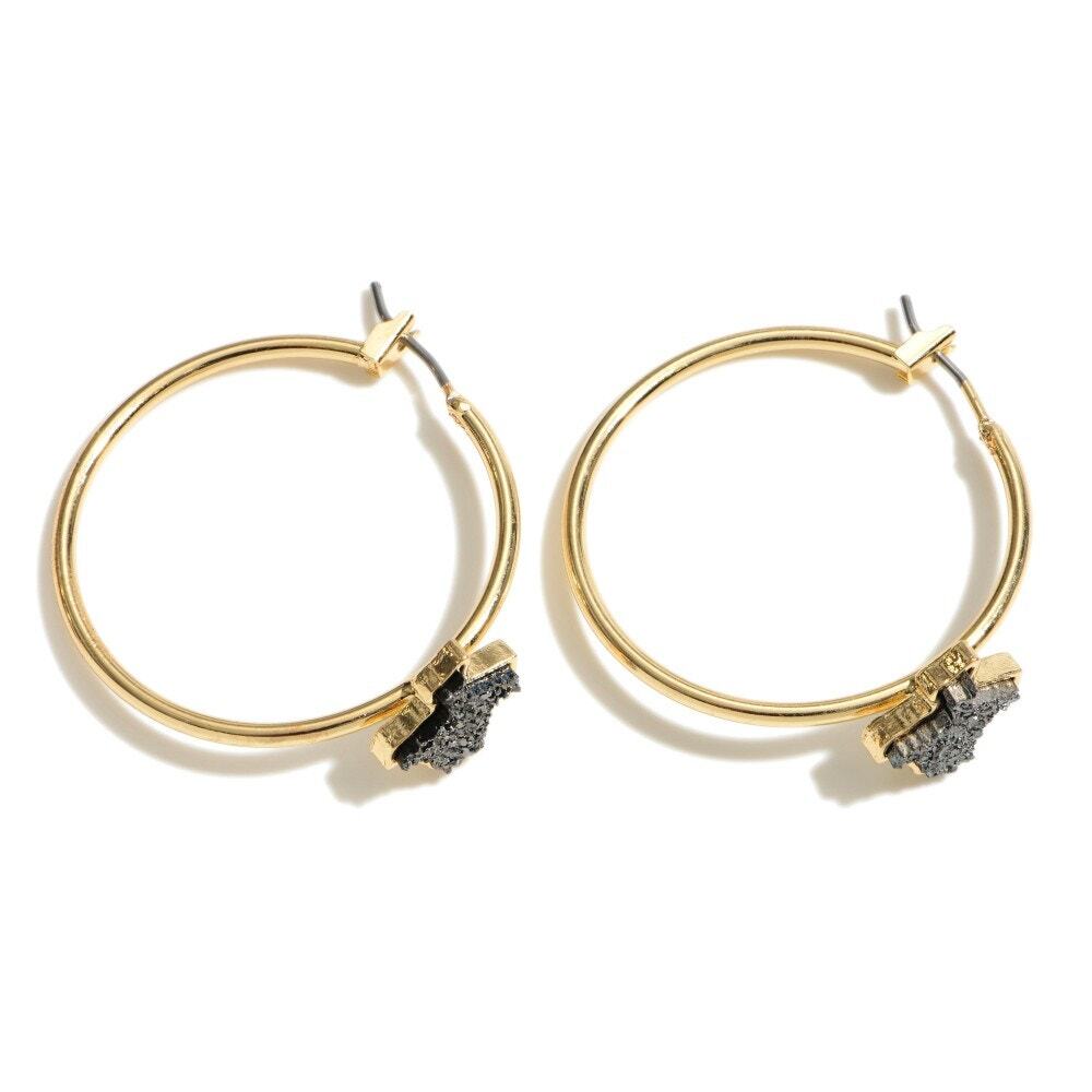 Hematite Silver Druzy Texas State Hoops